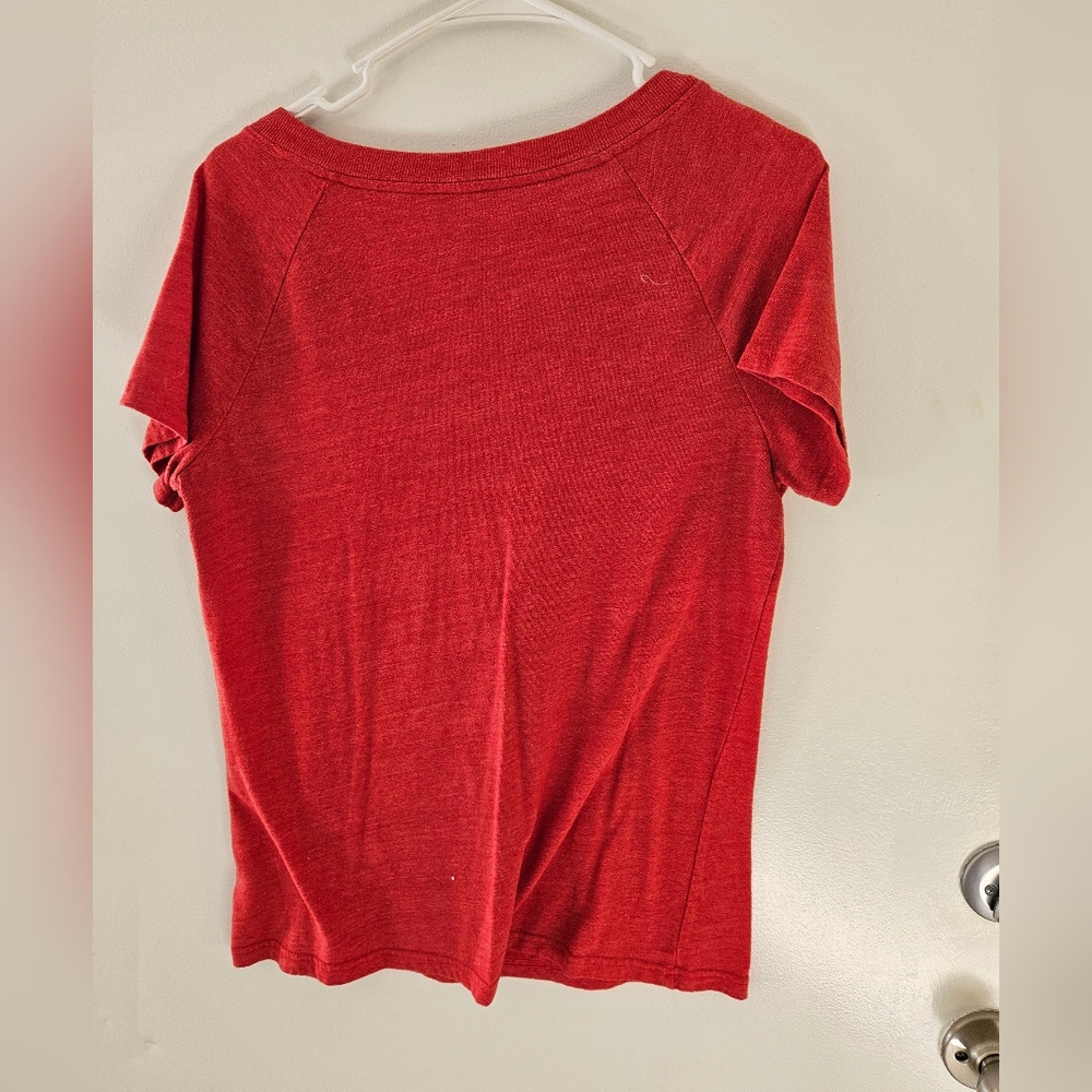 Adidas Portland Trailblazers Womens Red V-Neck Tee - Picture 2 of 3